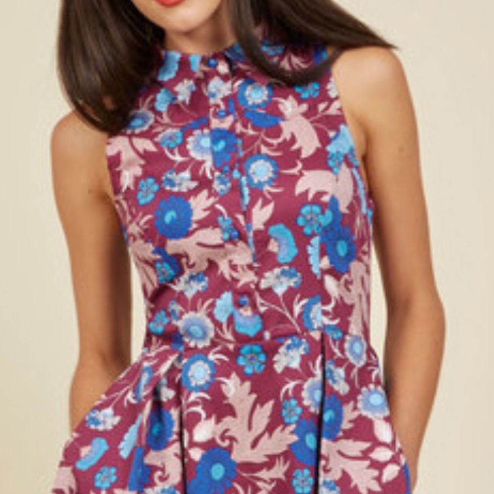 Ixia From Modcloth Collared Button Down Retro Flo… - image 2